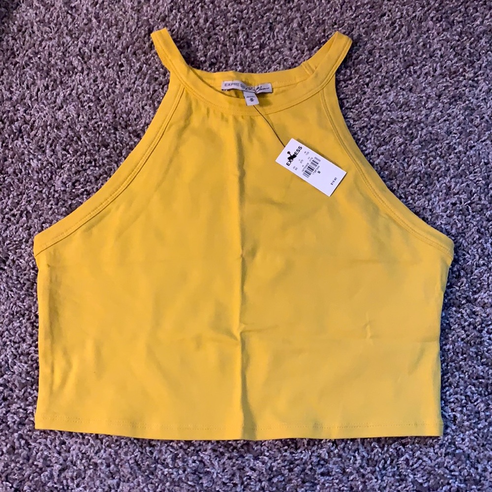 NWT Express One Eleven Yellow Crop Tank